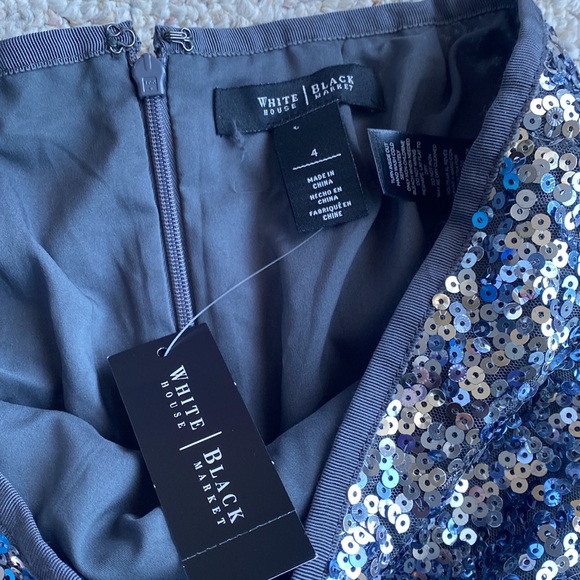 White House Black Market Silver Sequin Pencil Skirt 4 $140.00 Disco Metal whbm - Picture 6 of 11